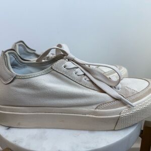 Rag & Bone Casual Low-Top Canvas / Leather Sneakers in Off-White